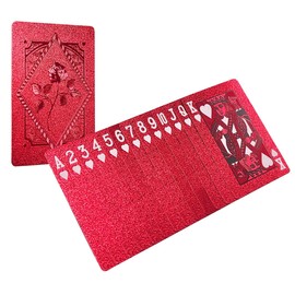2 Deck of Waterproof Poker Cards,Red Playing Cards, Plastic Waterproof Playing Cards, Suitable for Family Gatherings and Outdoor Activities (2 Deck Red)