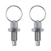 Bntyok 2pcs Spring Plunger Indexing Pin with Pull Ring Spring
