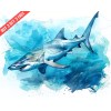 Hammerhead Shark Swimming in Open Ocean Watercolor 8x10 Print