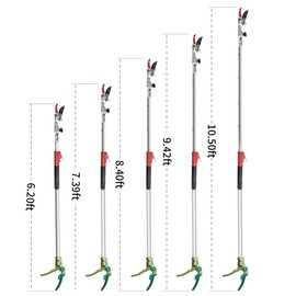 GARTOL Pruner for Garden, Cut Upto 1 Inch & Hold Telescopic Pole Pruner, Fruit Picker with Rotating Blade Head, Lightweight Aluminum Extendable Handle for Tree Branch Cutter, 6.23-10.5 FT, Silver