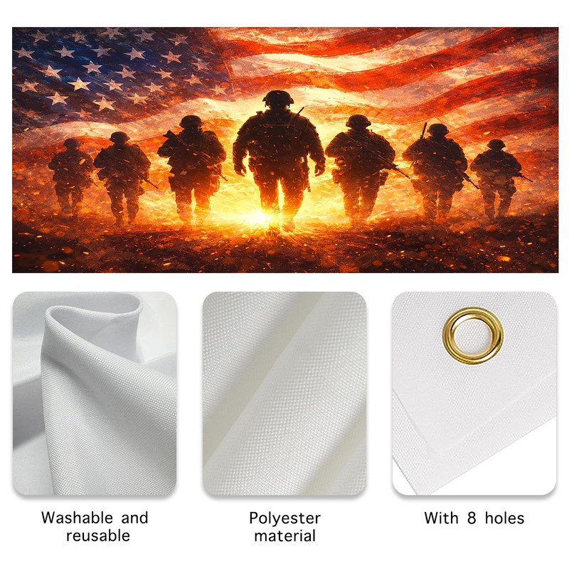 Patriotic Garage Door Cover Banner 6x13ft Polyester