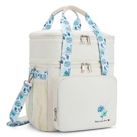 HSHRISH Large Lunch Bags for Woman, Double Layer Insulated Large Cooler Bag for Women Waterproof Leakproof Durable Lunch Bag for Work Outdoor Picnic 16L White