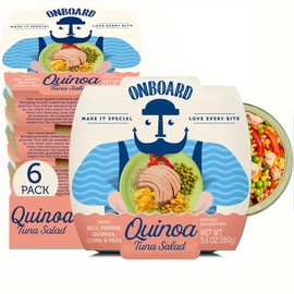 Onboard Ready to Eat Quinoa Tuna Salad - Tuna Snacks with Quinoa, Peppers, Corn & Peas - High-Protein Mediterranean Salad (5.64 oz, Pack of 6)
