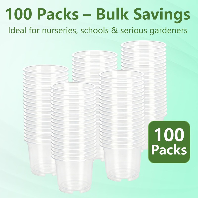 Clear Nursery Pots with Drainage 3.5 Inch: 100 Pack See
