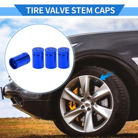 VekAuto 4 Pcs Tire Valve Stem Caps, 11x17MM Car Wheel Valve Cap Universal for Car Bike Motorcycle Anti Crash Aluminum Alloy Blue Tyre Valve Stem Cover Valve Dust Cap Tire Valve Cap