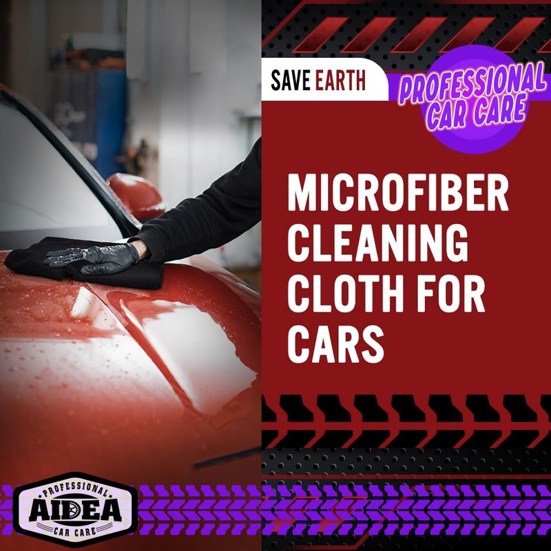 AIDEA Microfiber Cleaning Cloth Black 50PK, Microfiber Towels for Cars,