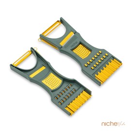 7-in-1 Multi-Function Kitchen Tool – Vegetable Peeler, Grater, Slicer, and Julienne Cutter with Ergonomic Handle, Durable Green & Gold Design for Efficient Meal Prep