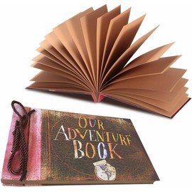 Our Adventure Book Handcrafted Leather-Bound Scrapbook,A Tribute to the Inspirational 'Up' Saga,11.92 x 7.62" Embossed Lettering Ideal for Photos,Gift for Couples Anniversary, Weddings, Travelling