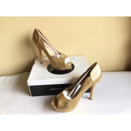 De Blossom Collection New Womens De Blossom Collection Gold Shimmer Open Toe Stiletto High Heels 5.5