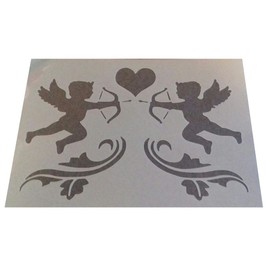 Shabby Chic Stencil Cherubs Heart Rustic Mylar Vintage A4 297x210mm Wall Art French Flourish