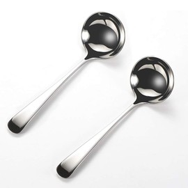 Generic Zjunhm Small Soup Ladles, Gravy Ladles, Sauce Ladles,304Stainless Steel Soup Ladles 7.7 inches,Dishwasher Safety,2-Piece（Colour：Silv), Silver