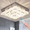 Cainjiazh Crystal Chandeliers Crystal LED Ceiling Light 11.8" Square Flush