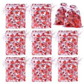 TUPARKA TUPARKA 120 pcs Valentine Gift Bags,Valentines Candy Treat Bags, Love Heart Organza Bags Drawstring Pouches for Valentines Goodie Wedding Gift Packaging,Valentines Party Favor Bags
