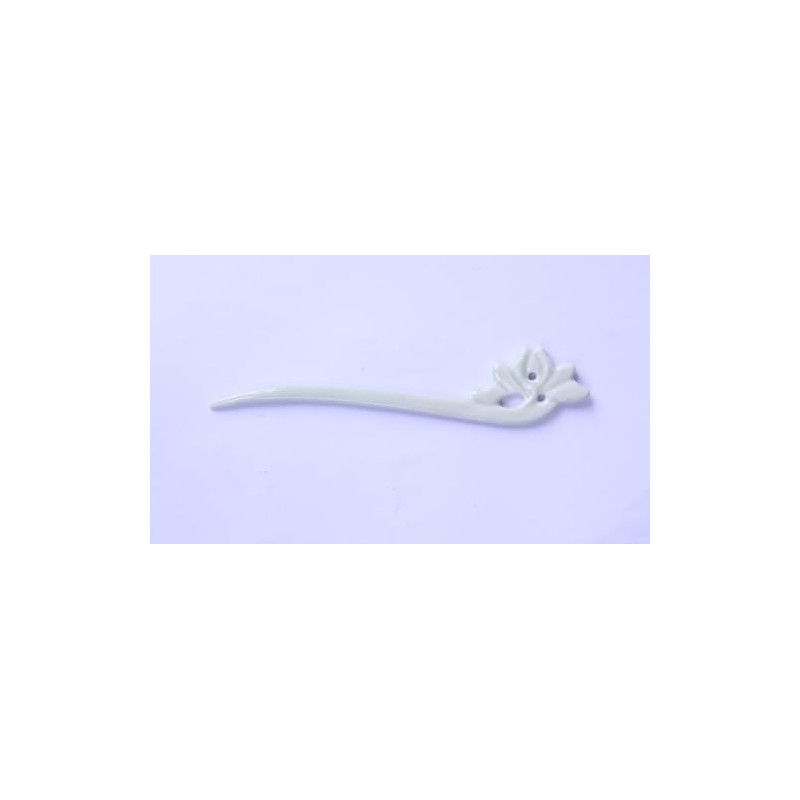 Runxuan Traditional Ceramic Hair Clip, Handmade, White Color, Hair Accessories,