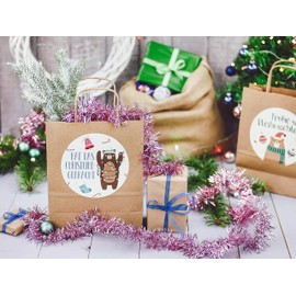 Papierdrachen 6 Christmas Gift Bags 18 cm x 22.5 cm x 8 cm with XXL Stickers – Practical Packaging Christmas Gifts – Ideal as a Gift – Handle Bag, Brown Animals Motif