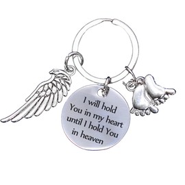 YangQian Baby Infant Loss Memorial Gift for Loss of Son Daughter Baby Sympathy Gifts for Pregnancy Loss Misscarage Infant Loss Gift I will Hold You in My Heart Until i Can Hold You in Heaven Keychain