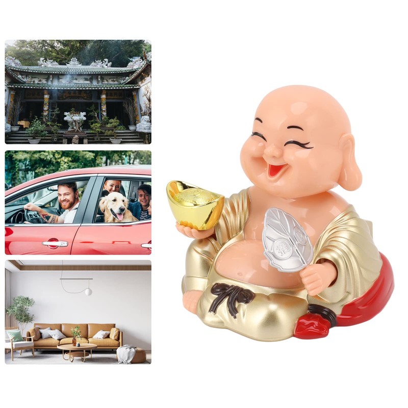 Topyond Solar-Powered Laughing Buddha Ornament - Automatic Nodding and Smiling