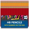 SOL 64pk HB Pencils With Rubbers On The End |