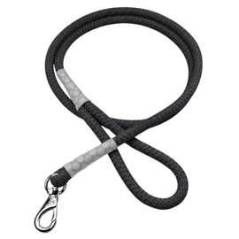 Correa para Perro Premium Hecha a Mano, Poliéster Textil de Alta Resistencia (14 a 45 kg) Destorcedor Tipo Gancho Muy Robusto, Colección Negro Obsidia