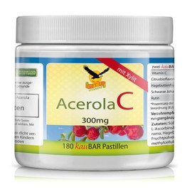 Get UP® Acerola Vitamin C 300mg Lutschpastillen mit Bioflavonoiden & Kirschgeschmack, 180 Stk | Acerolakirschpulver & bioaktive Bioflavonoide | zuckerfrei & zahnfreundlich mit Xylit gesüßt