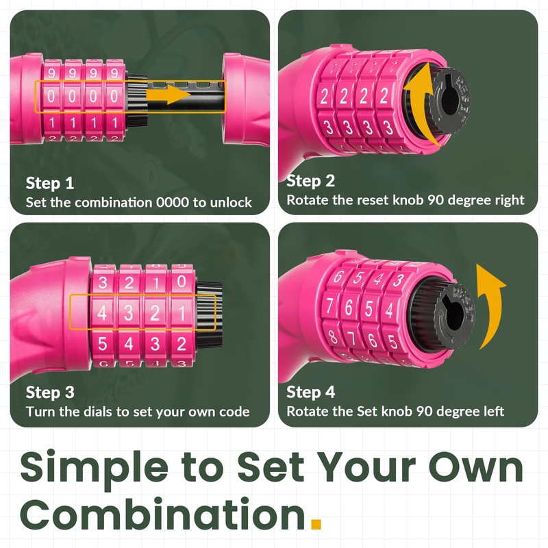 Titanker Bike Lock, 4 Feet Security Resettable Combination Coiling Bike