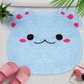 NIGOWAYS Bath Rug,Absorbent Axolotl Bath Mat,Non Slip Rubber Backing,Thick Tufting Mats,Machine Washable Bathroom Rug for Shower Floor,Bathroom,Kidroom(Blue, 20 * 22inch)