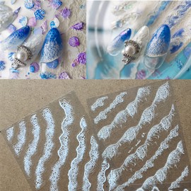 5D Ocean Nail Art Stickers Sea Wave Summer Cruise Spray Nail Decals Stick Tip for Salon DIY Nail Design (Sea Wave)