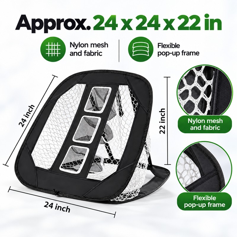 Foldable Golf Chipping Net - 3 Target Openings, Portable Pop-Up