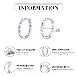 MICYUMI Men's Women's S925 Sterling Silver Earrings 12 mm Diameter Hoop Earrings Simple Design Hoop Earrings, Silver