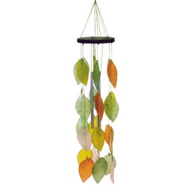 My Family House Capiz Shell Wind Chime Patio Garden Decor Window Suncatcher Ideal Windows Balconies Autumn Leaves Green
