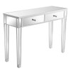 Bonnlo Mirrored Console Table with 2 Drawers Silver Desk