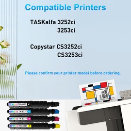 CLYWENSS Compatible TK8337 Toner Cartridge Replacement for Kyocera TK-8337 TK-8337K TK-8337C TK-8337M TK-8337Y for Taskalfa 3252ci 3253ci CS3252ci CS3253ci Printer (Black Magenta Cyan Yellow, 4-Pack)