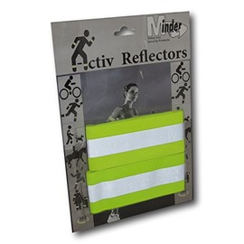 Twin Pack Minder Activ Reflector Hi-Vis High Visibility Reflective Road Safety Armbands - Elasticated with strong Adjustable Hook and Loop - Running, Jogging, Horse Riding, School Children (Yellow)