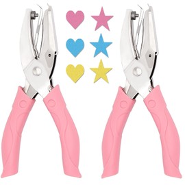 2 Pack Heart and Star 1/4 Inch Shaped Metal Single Handheld Hole Paper Punch Punchers with Soft-Handled for Tags Clothing Ticket