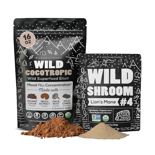 Cocotropic Organic Mushroom Cacao Mix (16oz) & Lion’s Mane Powder