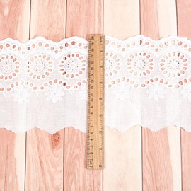 letsinstyle 5 Yards Embroidered Ruffled Sew on Trims, White Lace Embroidery Trim, Cotton Lace Fabric Trimmings for DIY Craft and Sewing Wedding Bridal Dress