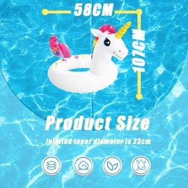 YAAVAAW Inflatables Swimming Ring Rubber Rings for Kids,58cm Cute Unicorn Children Inflatable Swim Rings Pool Floats Tube,Inflatable Pool Ring Toy Floaties for Girls 4-8 Beach Summer Party Water Sport