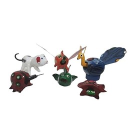 Puerta21 Mexican Bobbleheads, Set of 5 Mexican Bobble Head Bobbing Wood Animal Wobble Wooden bobblehead