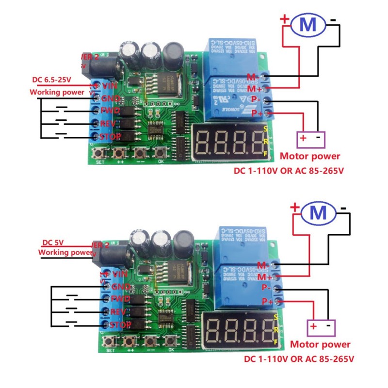 5V - 24V Motor Forward / Reverse Controller Timing Delay