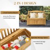 Cedar 44" Outdoor Wooden Storage Bench w/ Armrest & Backrest