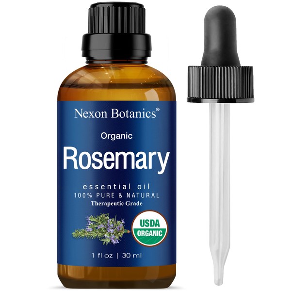 Organic Rosemary Essential Oil 30 ml - Certified USDA Pure, Natural Therapeutic Grade Rosemary Oil -for Aromatherapy, Skin, and Hair Care - Rosemary Oil for Hair Growth Organic - Nexon Botanics
