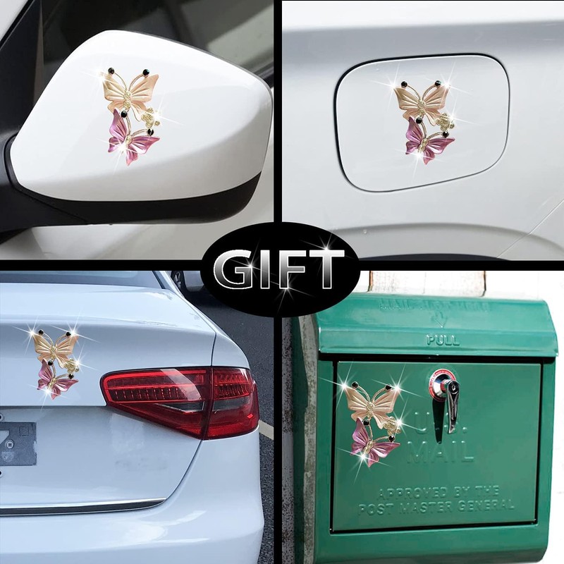 8 Pcs Silver Rhinestone Car Stickers, Bling Car Accessories -