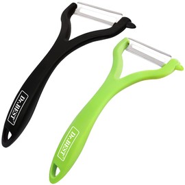Dr.BEST Y-Shape Peeler Slicer,Vegetable Fruit Peeler Slicer,One Piece Design,Ergonomical Grip,Black/Black (Black+Green)