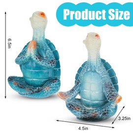 mekueeex 2 Pcs Zen Turtle Meditation Yoga Decor Sea Turtle Decor for Home Meditating Yoga Turtle Statues Coastal Decor Beach Theme Turtle Bathroom Decor for Christmas Garden Ocean Bathroom