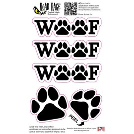 4 Pack Woof Dog Paw Prints Car Decal – Bad Fish Custom Decals – Funny Cute Sticker - Premium Gloss Permanent Vinyl Waterproof 6 Year Indoor Outdoor (Black, 1)