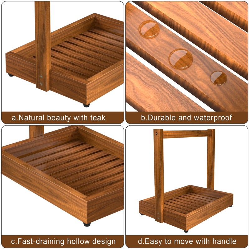 promitop Teak Organizer for Bathroom Kitchen - Use as Shower