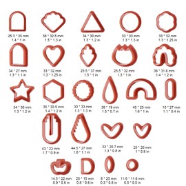 SAVITA 142pcs Polymer Clay Cutters, Plastic Earring Cutters with Earring Hooks Earring Backs Jump Rings Sealing Bags Earring Jewelry Making Supplies（24 Shapes）