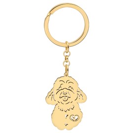 OUSIO Stainless Steel 18K Gold Plated Lovely Poodle Dog Keychain Charm Puppy Key Ring For Women Car Wallet Backpack Dog Gifts (Gold)