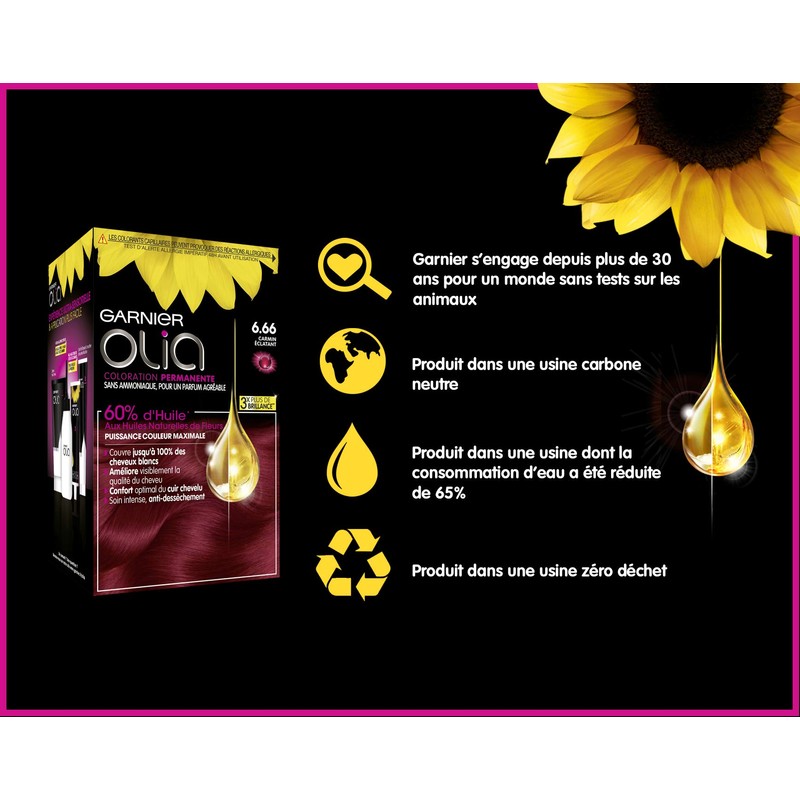 Garnier Olia Permanent Hair Dye, Ammonia-Free, Natural Flower Oils, Bright