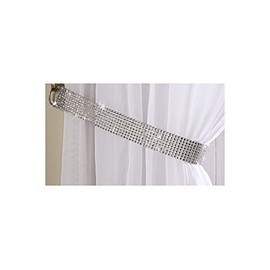 Alan Symonds Glitter Diamante Embrace Curtain Tie Back, Curtain Hold. Silver 70cm (Pair)
